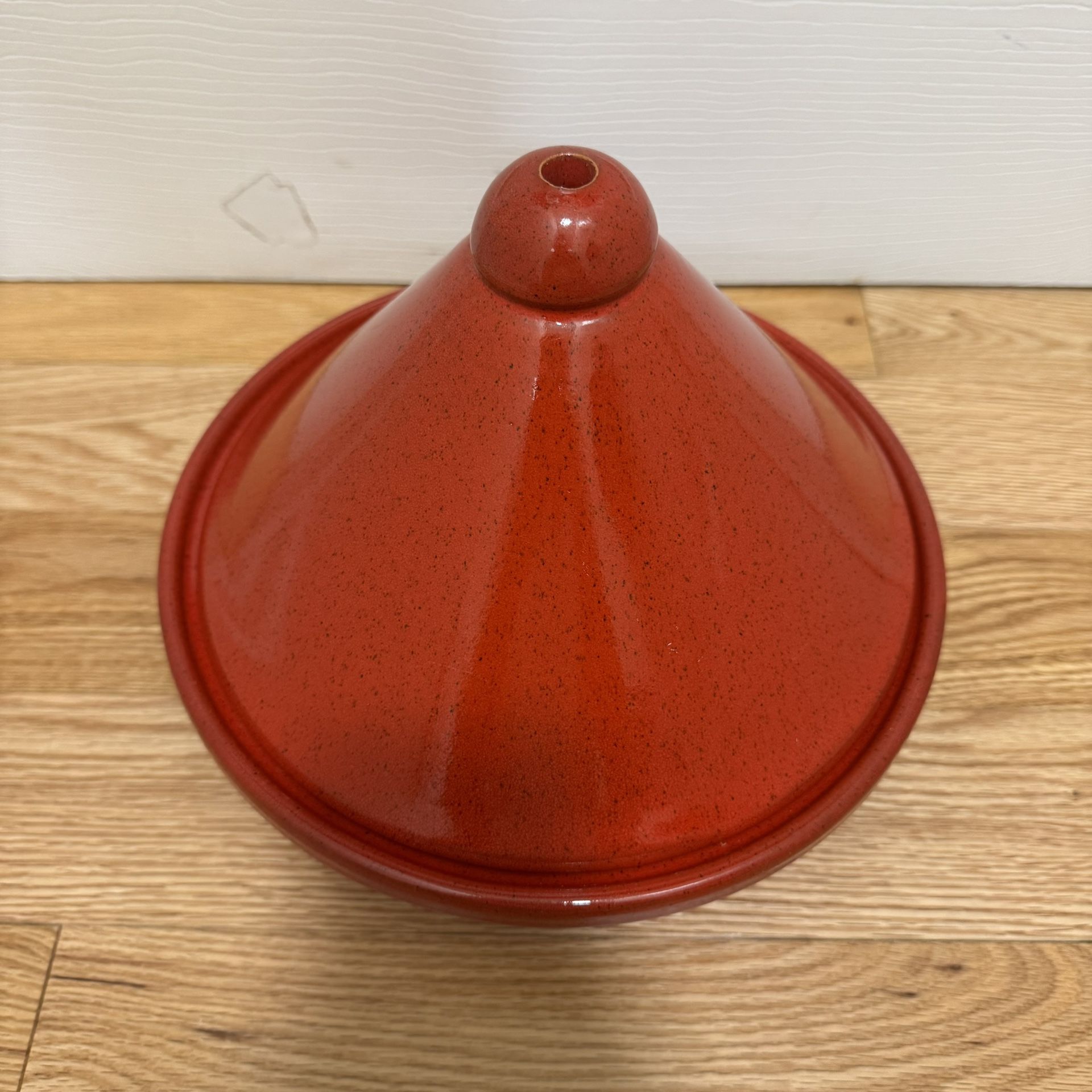 Red Moroccan Cookware Glazed Terra Cotta Tagine Vented Lid Made in Italy 10"