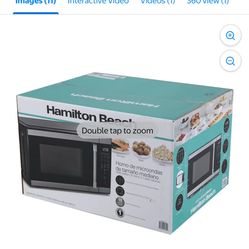 Hamilton Beach 1.1 cu ft Countertop Microwave Oven, Black and Stainless Steel
