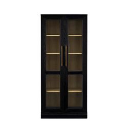 Blake Tall Acrylic Display Cabinet Angular, Black Oak 