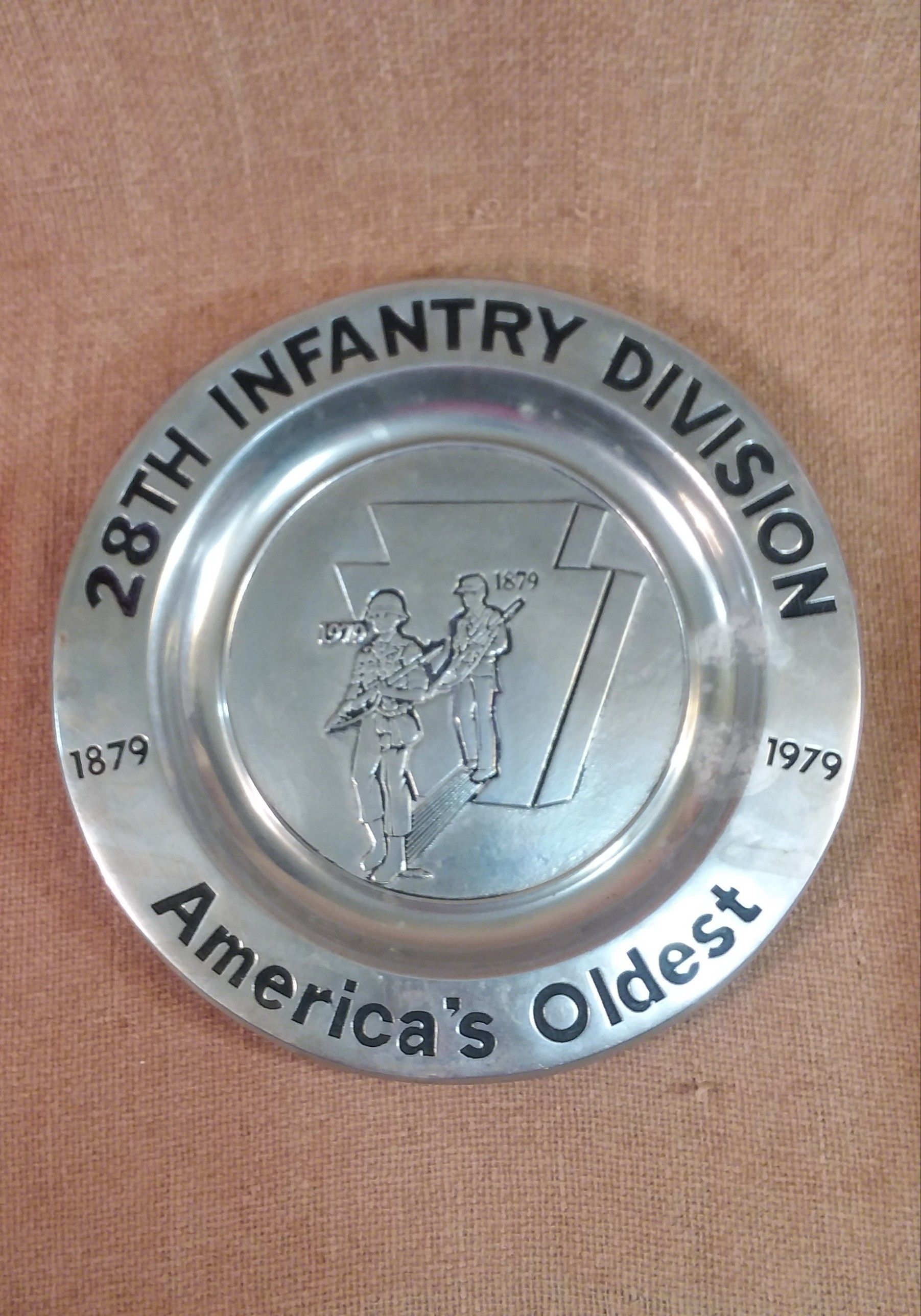 Vintage 28th Infantry Division Pewter Plate
