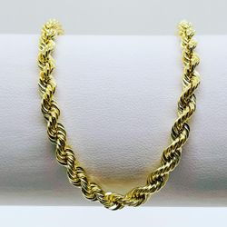 7.5” 4mm 10k Gold Diamond Cut Rope Bracelet