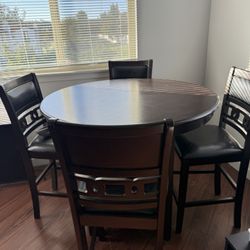 Round Counter Height Dining Table With 4 Stools 