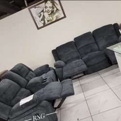 Gray Color 2 Piece Manual Reclining Sofa and Loveseat Set ✅$39 Down Payment with Financing  No Needed Credit Check1408