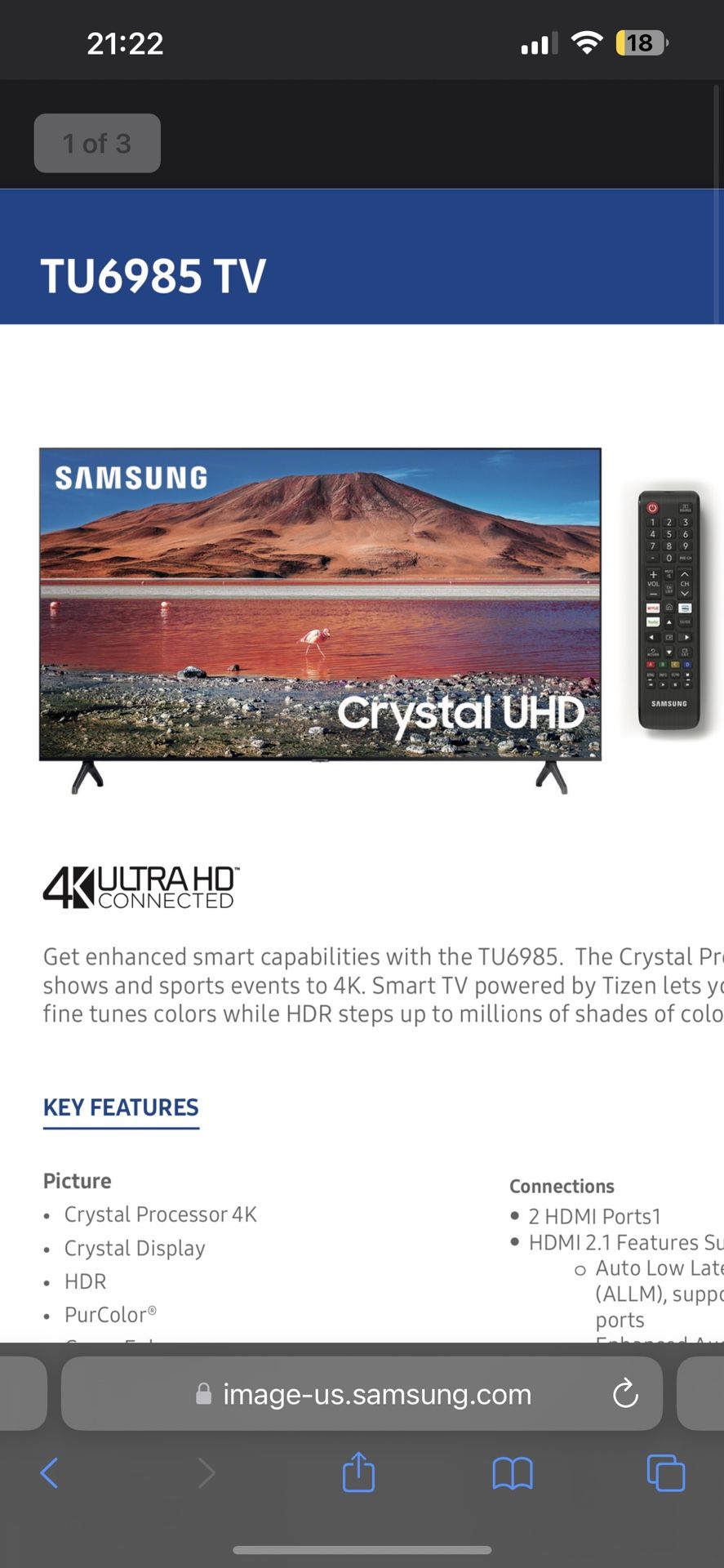 55” Samsung 4k Tv