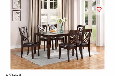 7 Pcs Dining Set In A Cherry Finish $450 New New