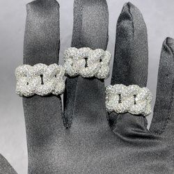 VVS Moissanite Lab Puffy Cuban Rings PASS DIAMOND TESTER