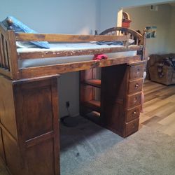 Bunk Bed And Desk, Shelves.