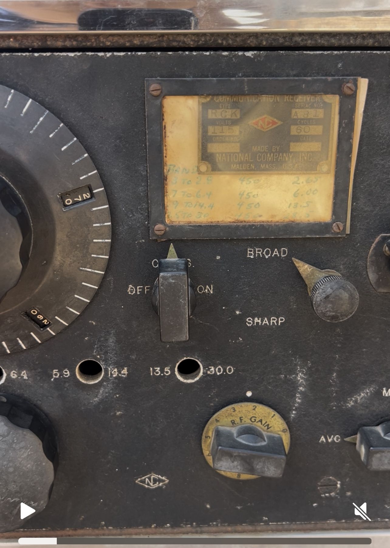 National Radio Company Radio Receiver Type RKC