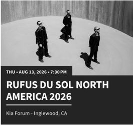 Rufus Du Sol North American 2026