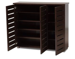 Baxton Studio Adalwin 3-Door Shoe Storage Cabinet | Holds Up to 20 Pairs | Excellent Condition