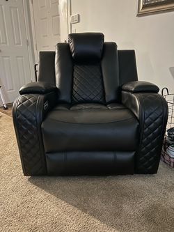 Black Leather Power Recliner Chair