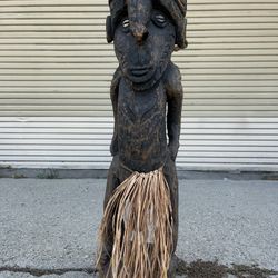 Large African Wood Carved Fertility Statue (Heavy)