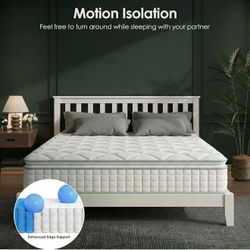 Twin Size Mattress 10 Inch, Hybrid Mattress Bed in a Box, Medium Firm Memory Foam and Individual Pocket Springs Motion Isolaton Pressure Relief Fiberg