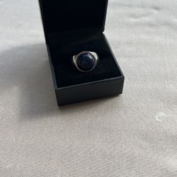 Silver Ring With Gem Stone Blue 