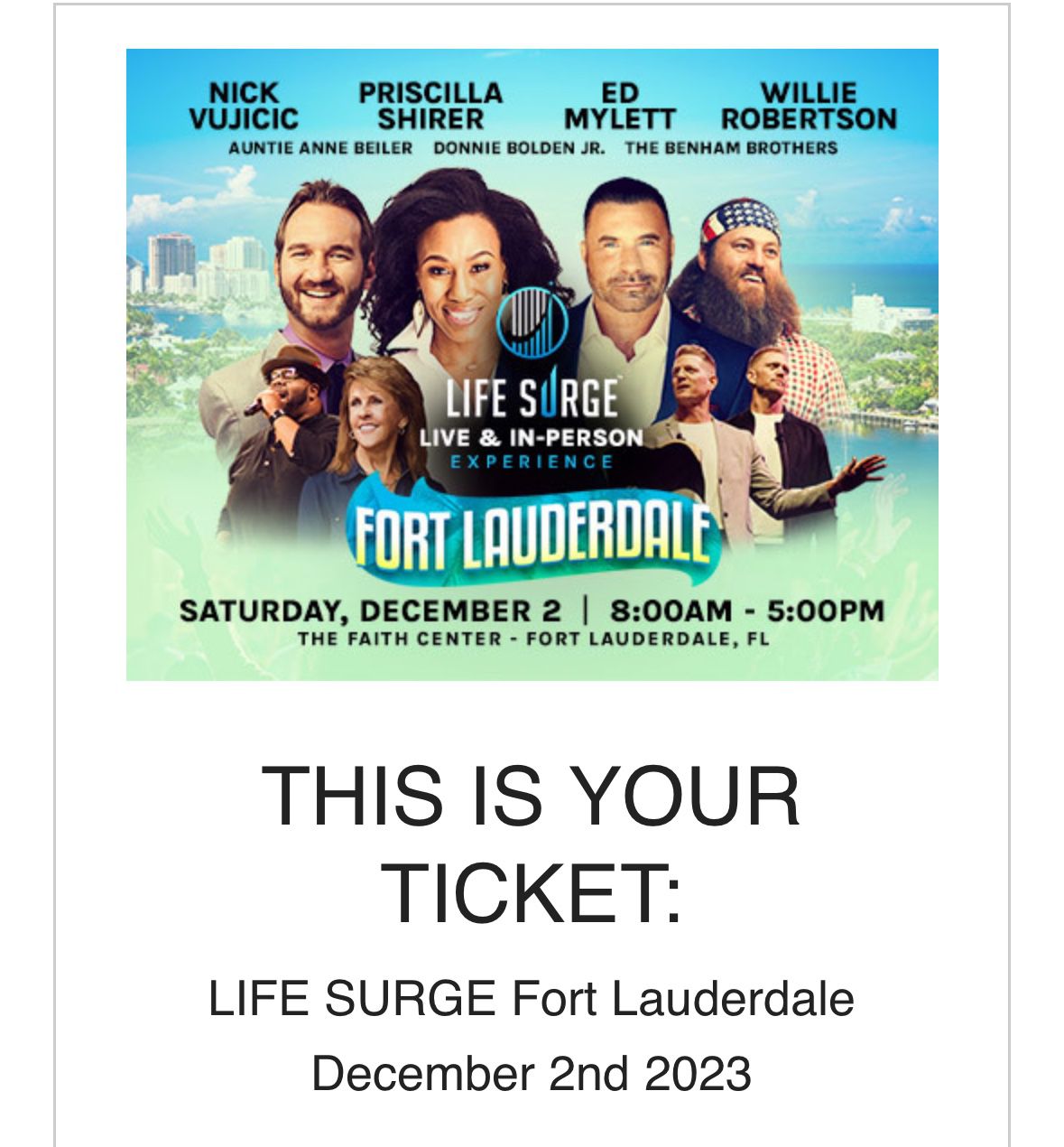 Life Surge Event December 2 Ft Lauderdale