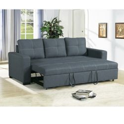 Modern Convertible Blue Gray Sofa