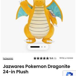 Pokémon 24" Jumbo Dragonite plush; Adult Owned