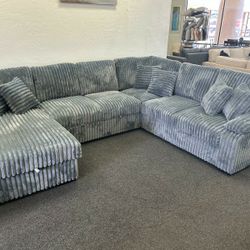 Gray Corduroy Sleeper Sofa