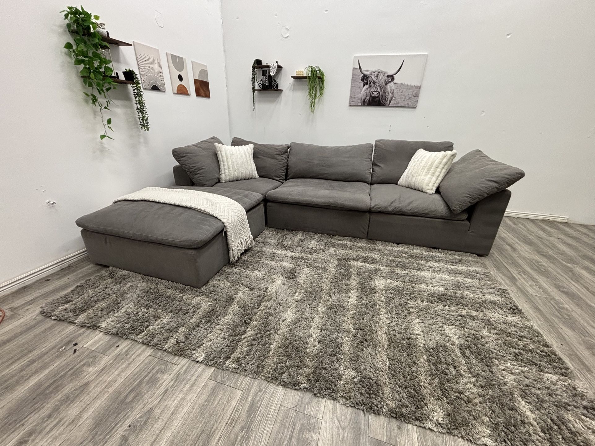 Gray Sectional Cloud Couch - Free Delivery 