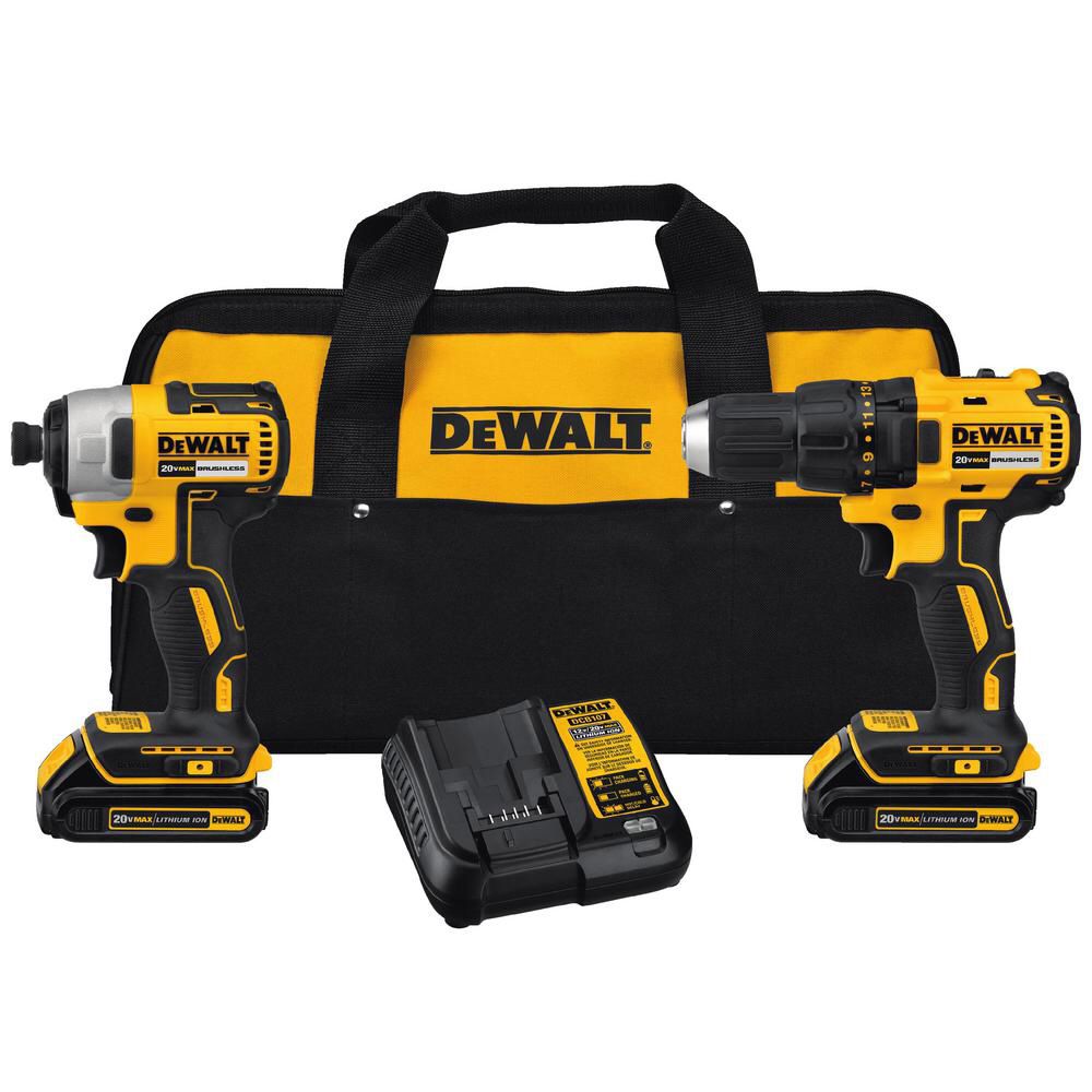 DEWALT 20-Volt MAX Lithium-Ion Cordless Brushless Drill/Driver and Impact Combo Kit (2-Tool) w/ (2) Batteries 1.3Ah and Charger