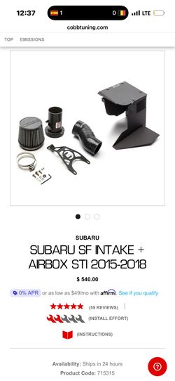 COBB INTAKE AND AIRBOX