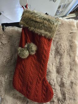 Red Cable Knit Christmas Stocking