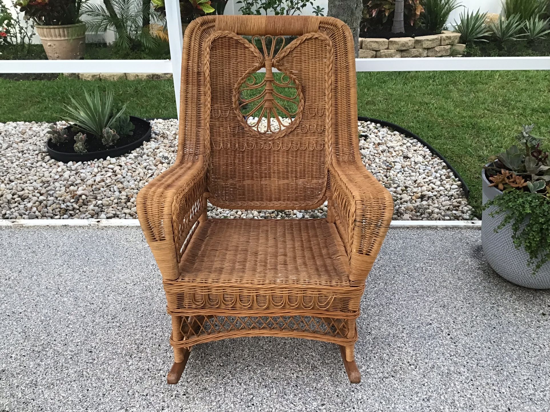 Vintage Polo Ralph Lauren Chair Tall Wicker Rocker Rattan