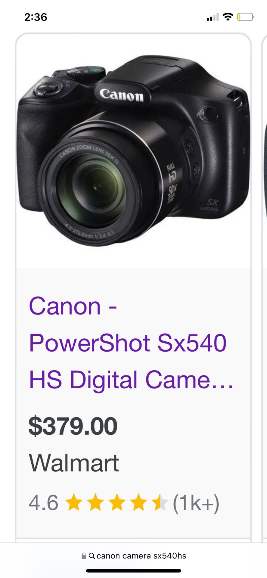 Canon Camera For Sale! $200