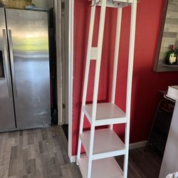 White Coat Stand with 3 Shelves