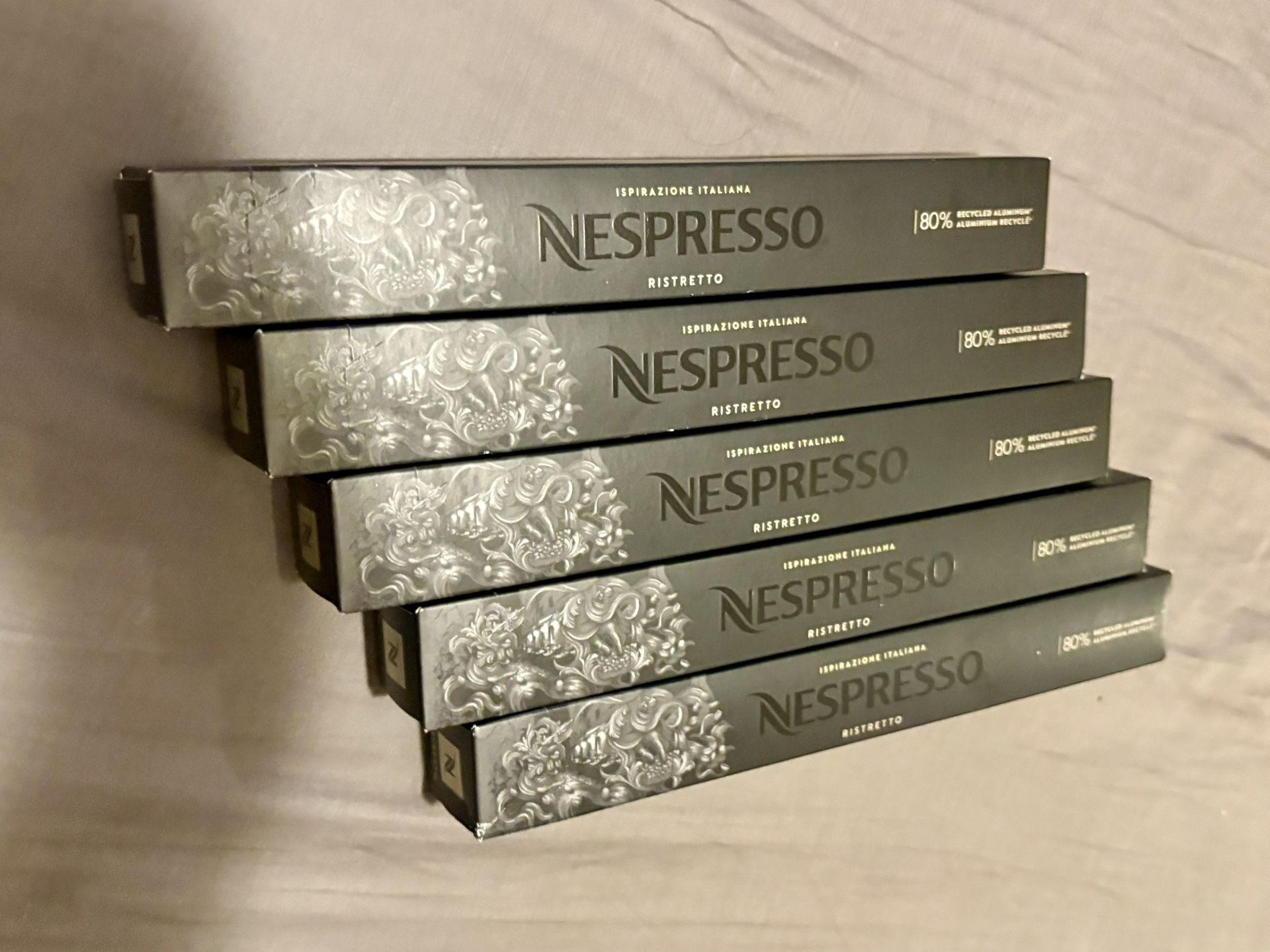 Nespresso Capsules Original Line, Ristretto Intenso, Dark Roast Coffee, 50 Count Coffee Pods