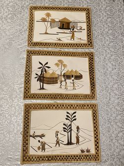 Hand made wall art (Africa) set of 3