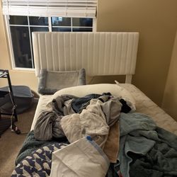 Full Size White Velvet Bed Frame 