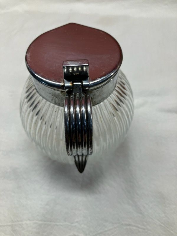 Vintage Chase Brass & Copper Company art deco Glass & Chrome Jubilee Syrup Pitcher Jug MCM