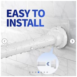 Brand New Shower Curtain Rod, 1" Diameter Heavy Duty Non Slip Tension Shower Rod, Adjustable 28-74 inch No Drilling Shower Curtain, No Rust (White)