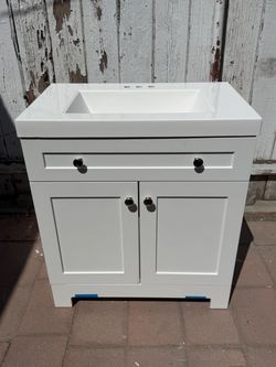 White Bathroom Vanity with Sink Top
