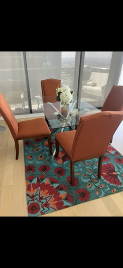 Glass dining table w chrome base