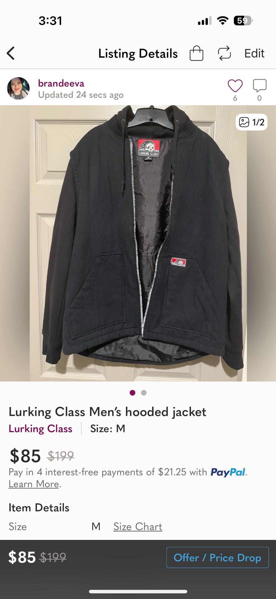 Lurking Class Hooded Jacket Size m