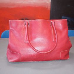 Vintage Coach Red Leather Hampton Carryall Satchel 