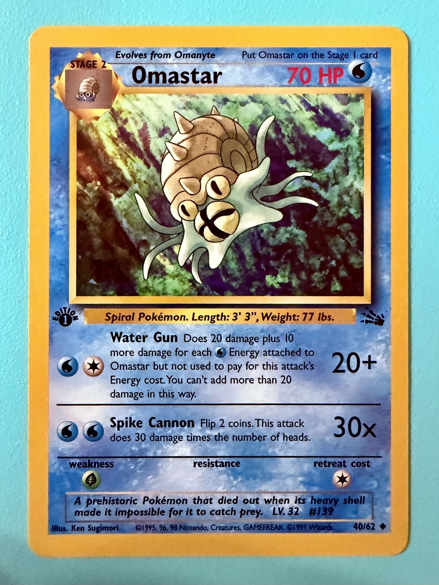 OMASTAR 1999 POKEMON FOSSIL 1ST EDITION