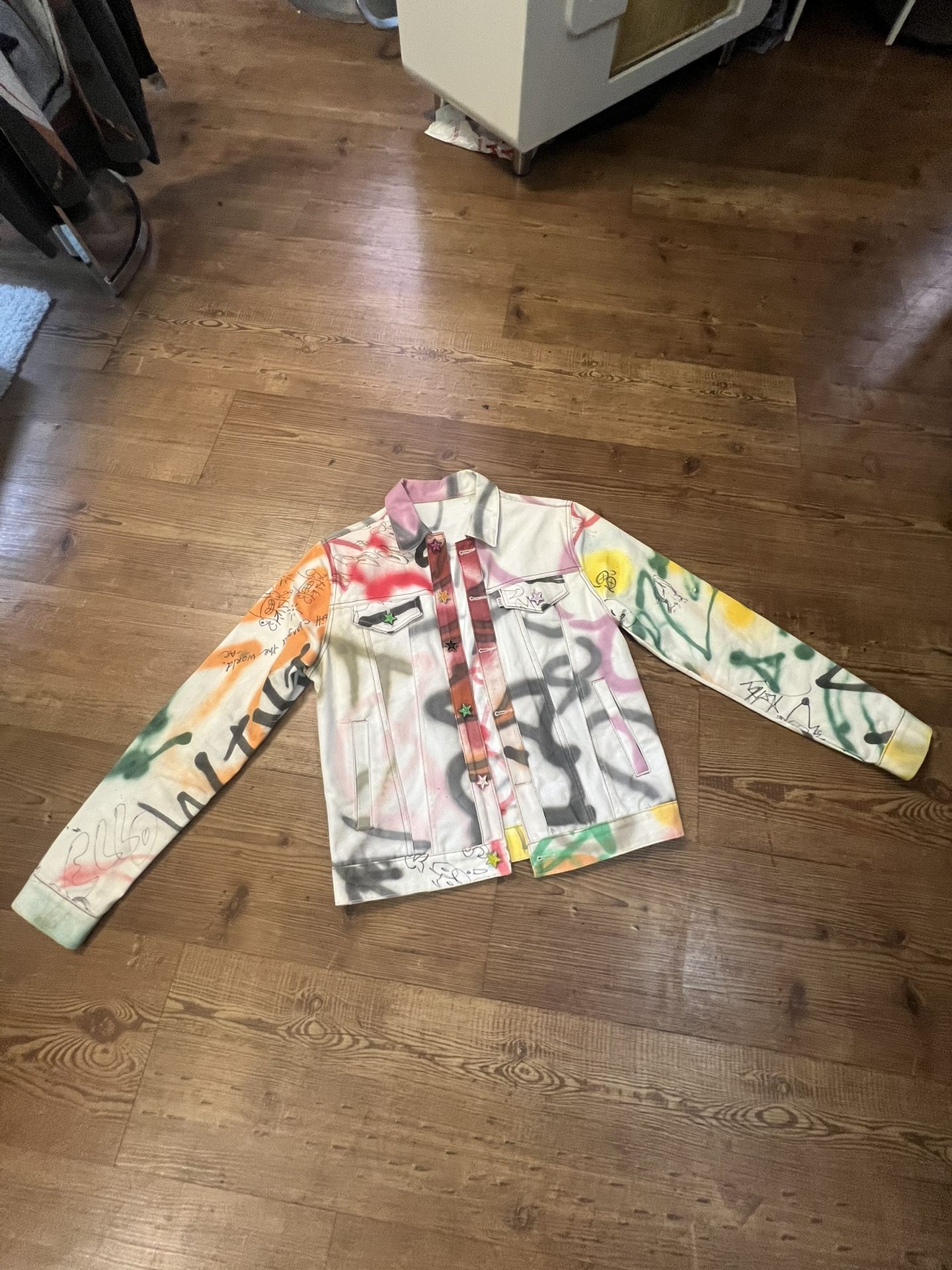 Asspizza Graffiti White Denim Jacket