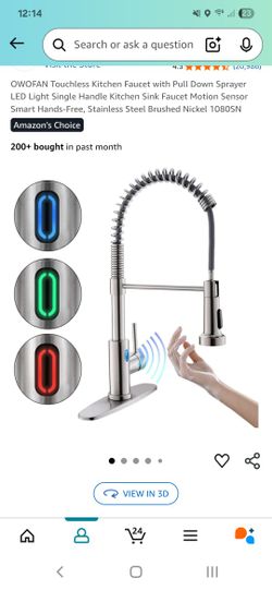 Touchless Kitchen Faucet with Pull Down Sprayer LED Light Motion Sensor Smart Hands-Free, Brushed Nickle