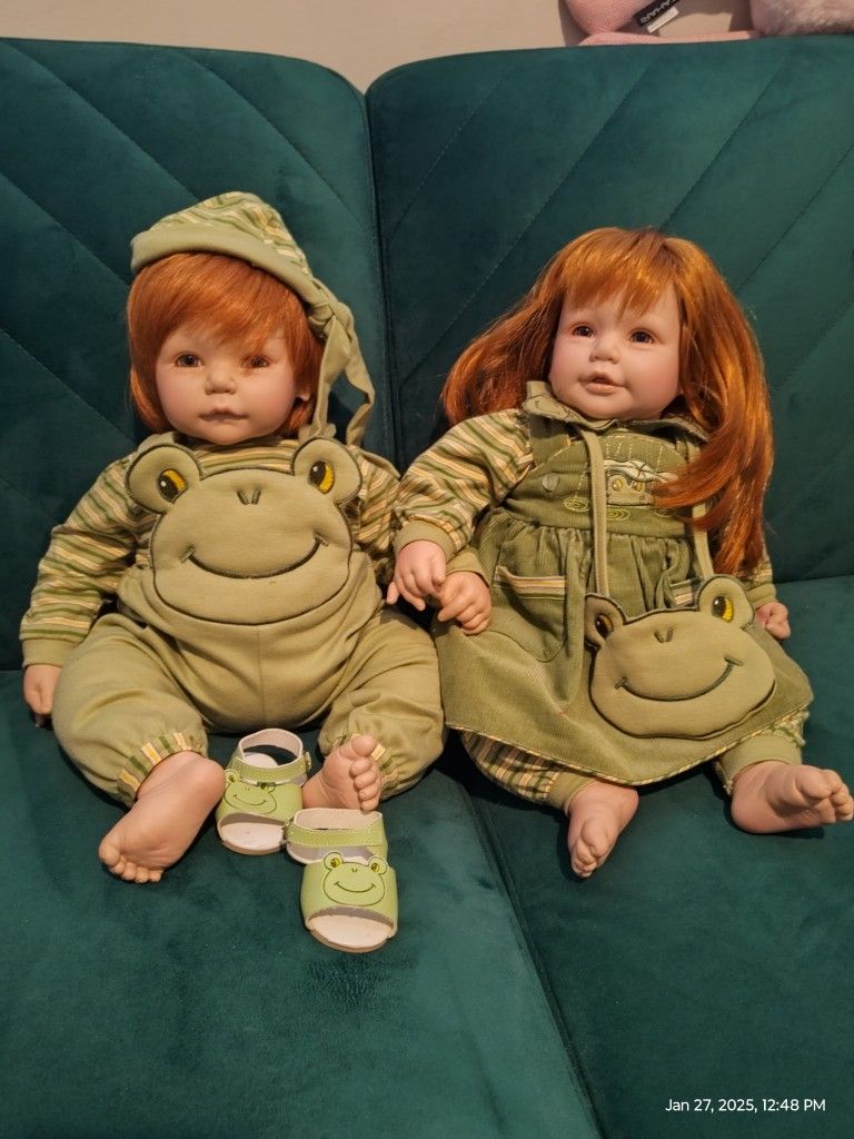 Adora Baby Twin Dolls Froggy Red Hair Green Eyes