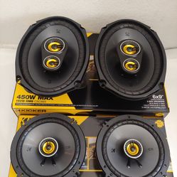 KICKER 1 PAIR 6.5" 2 WAY 300 WATTS & 1 PAIR 6×9 3 WAY 450 WATTS CAR SPEAKER