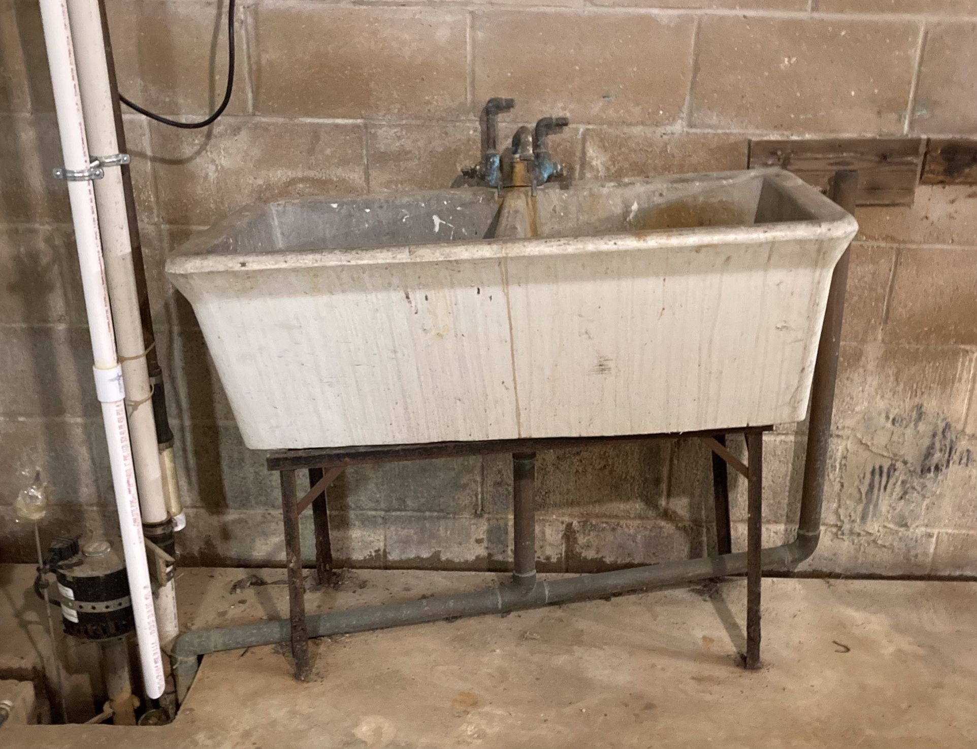 Vintage Concrete Double Laundry Sink