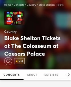 TWO Blake Shelton Tickets for Sale