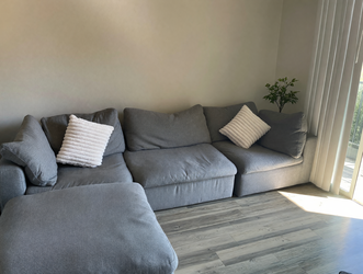 The Oliver Space Silver Rudy Sectional Sofa – Good Condition, 3.5 Sections - Dallas, TX