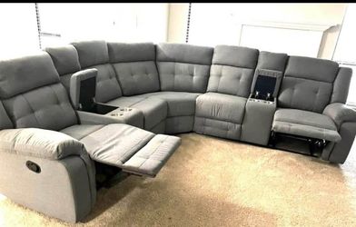 Brand New Grey Reclining Sectional Sofa with Cup Holder $1399