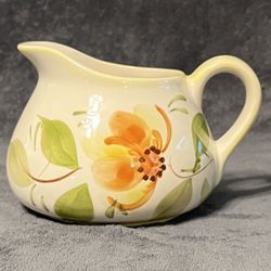 Vintage Hand-Painted Secla Pottery Portugal Small Floral Pitcher.