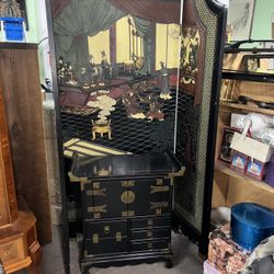 Vintage Chinese Black Lacquered Cabinet
