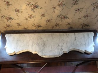 VINTAGE WHITE (with gray) MARBLE TOP PIECE 36” LONG NO DAMAGE